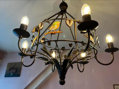 Unieke landelijke luster / luchter met vogels – in topstaat!, Huis en Inrichting, Lampen | Kroonluchters, Zo goed als nieuw, Metaal