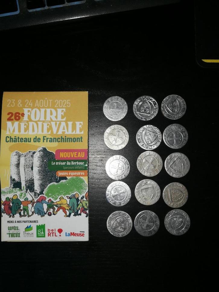 15 Esterlins de la Foire Médiévale Franchimont pour 35€, Hobby en Vrije tijd, Feestartikelen, Nieuw, Feestartikel, Ophalen of Verzenden