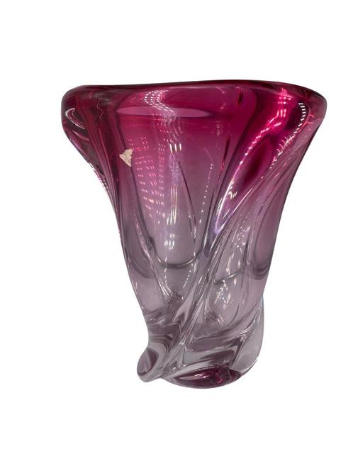 Val Saint Lambert grote roze vaas van René Delvenne, Antiek en Kunst, Antiek | Glaswerk en Kristal, Ophalen of Verzenden