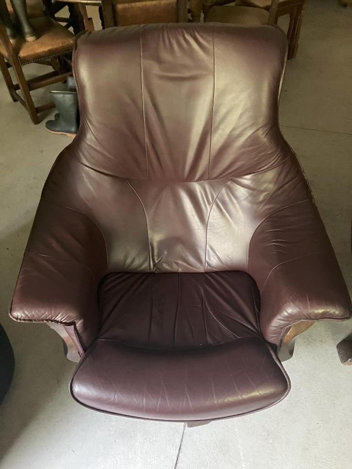 Twee bruin lederen zetels, Huis en Inrichting, Zetels | Zetels, Zo goed als nieuw, Leer, Ophalen