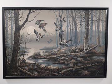 Schilderije wilde ganzen beschikbaar voor biedingen