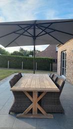 Tuinset: Taeken tafel super zwaar en 6 rotan stoelen, Ophalen of Verzenden, Gebruikt, Rotan, Tuinset