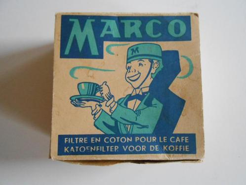 Oud kartonnen doosje met koffie filters MARCO, Verzamelen, Merken en Reclamevoorwerpen, Ophalen of Verzenden