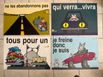 Set van 4 posters P. Geluck, de Kat, Ministerie van Verkeer, Gebruikt, Deurposter of groter, Rechthoekig Liggend, Ophalen of Verzenden