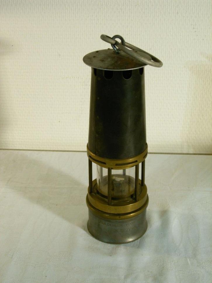 Mijnlamp uit de mijn bij Eijsden België, Antiek en Kunst, Curiosa en Brocante, Ophalen of Verzenden