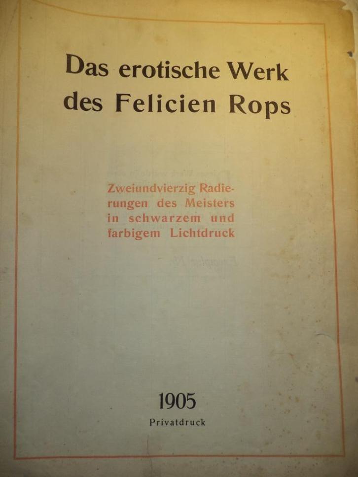 1905 Das Erotische Werk des FELICIEN ROPS grote frontispice, Antiek en Kunst, Kunst | Etsen en Gravures, Ophalen of Verzenden