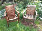 2 chaises de jardin en bois de teck avec accoudoirs. Par piè, Empilable, Enlèvement, Utilisé, Bois de teck