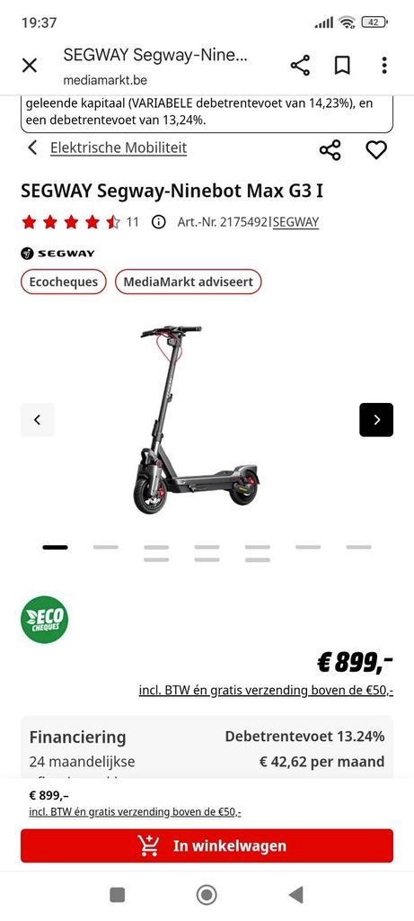 Bijna nieuwe Segway-Ninebot Max G30E II met accessoires Al, Fietsen en Brommers, Steps, Zo goed als nieuw, Ophalen