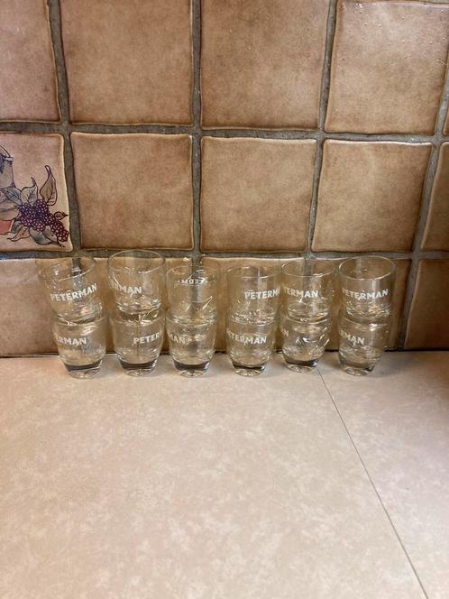 Lot de 12 verres à shot, goutte ou Peket Peterman, Verzamelen, Glas en Drinkglazen, Nieuw, Borrel- of Shotglas