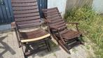 Gratis 2 tuinzetels in hout, Ophalen, Gebruikt, Hout, Verstelbaar