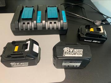 Makita compatibele batterijset + oplader, Ophalen, Zo goed als nieuw