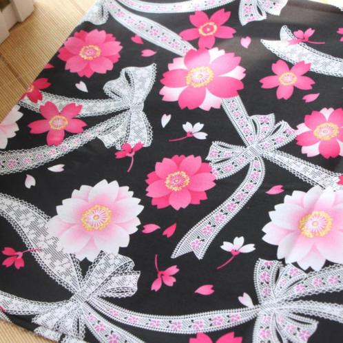 Promo! 601)140x100cm coton sakura et dentelle noir, Hobby & Loisirs créatifs, Tissus & Chiffons, Neuf, Coton, 120 cm ou plus, 30 à 200 cm