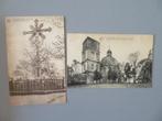 2 oude Scherpenheuvel zijgevel kerk + calvarie, Verzamelen, Postkaarten | België, Verzenden, Voor 1920, Gelopen, Vlaams-Brabant