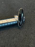 Zilveren ring met lange zwarte steen, Handtassen en Accessoires, Ringen, Ophalen of Verzenden, Zo goed als nieuw