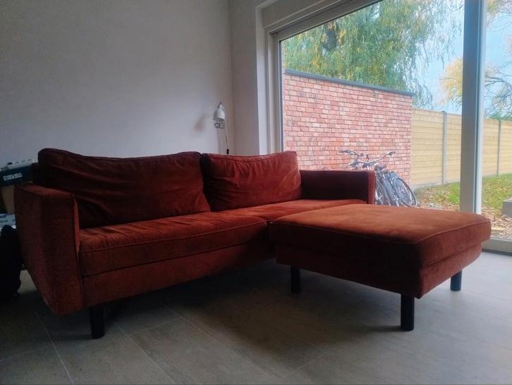 Leuke 3-zit met bijpassende poef, Huis en Inrichting, Zetels | Zetels en Chaises Longues, Ophalen