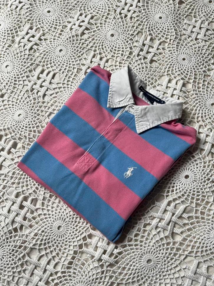 Ralph Lauren rugby polo – roze-blauw pink blue – XS, Kleding | Heren, Polo's, Zo goed als nieuw, Maat 46 (S) of kleiner, Blauw