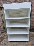 Stevige Witte houten Winkelkast op wielen !, Teck, Avec tablette(s), Utilisé, 50 à 100 cm