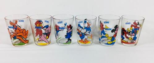 Lot van 6 vintage Design Fanta Disney glazen 70s, Verzamelen, Retro, Huis en Inrichting, Ophalen of Verzenden