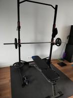 Squat rack + Bar + Gewichten, Sport en Fitness, Ophalen, Gebruikt