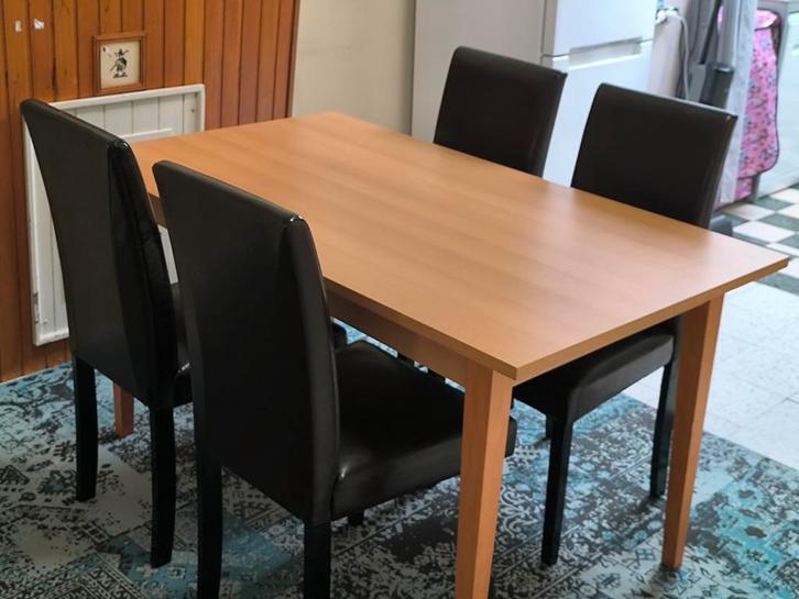 Eettafel met lederen stoelen te koop mooie staat, Huis en Inrichting, Complete eetkamers, Zo goed als nieuw, Minder dan 4 stoelen