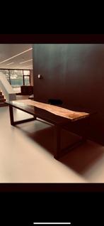 Zwarte epoxy tafel met tropisch hardhout, Huis en Inrichting, Tafels | Salontafels, 200 cm of meer, 100 tot 150 cm, Modern, Rechthoekig