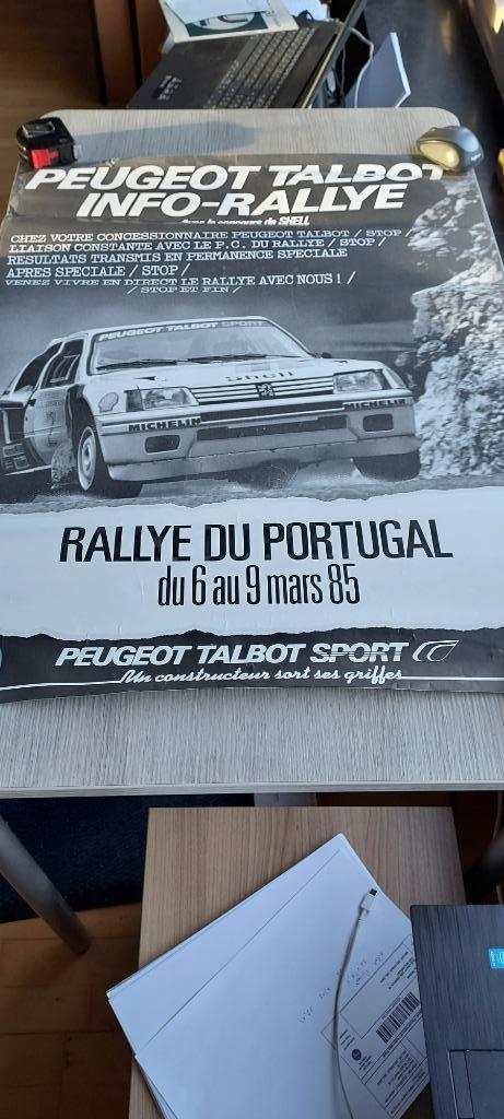 oude affiche Rallye Portugal, 1985 (Peugeot), Collections, Marques & Objets publicitaires, Utilisé, Panneau publicitaire, Enlèvement ou Envoi