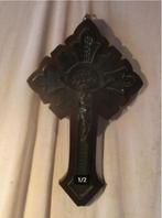 Magnifique crucifix ancien en bois et métal - 39 cm, Enlèvement ou Envoi