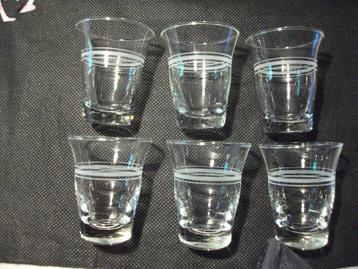 5 vintage likeurglaasjes - witte ringen - shotglas
