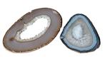 Set van 2 natuurlijke agaatschijven met druzy – Brazilië, Verzamelen, Mineralen en Fossielen, Ophalen of Verzenden, Mineraal