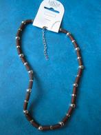 Bruine kralenketting (NIEUW), Handtassen en Accessoires, Kettingen, Ophalen of Verzenden, Nieuw, Bruin, Overige materialen