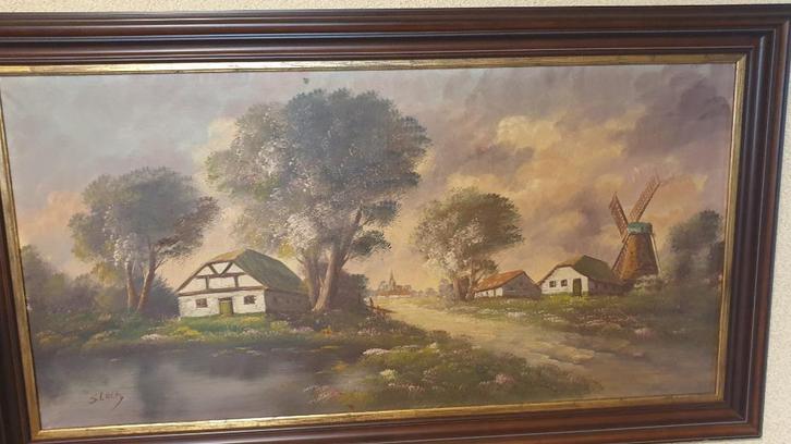 Olieverf schilderij H. Slock 1, Antiek en Kunst, Kunst | Schilderijen | Klassiek, Ophalen of Verzenden