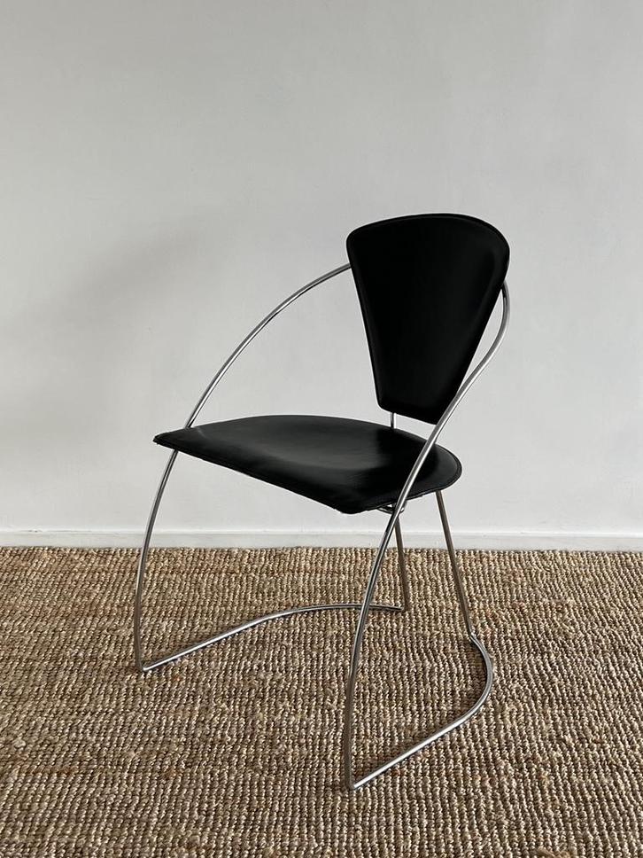 Vintage design Italiaanse Arrben chroom stoelen, Maison & Meubles, Chaises, Comme neuf, Noir, Enlèvement