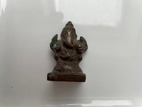 ANTIEK BRONSEN BEELDJE GANESHA INDIA, Collections, Statues & Figurines, Utilisé, Religion, Enlèvement ou Envoi