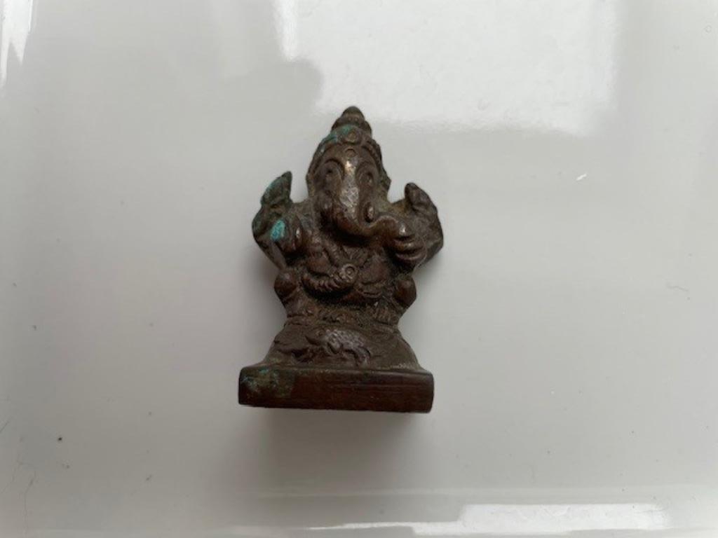 ANTIEK BRONSEN BEELDJE GANESHA INDIA, Verzamelen, Beelden en Beeldjes, Gebruikt, Religie, Ophalen of Verzenden
