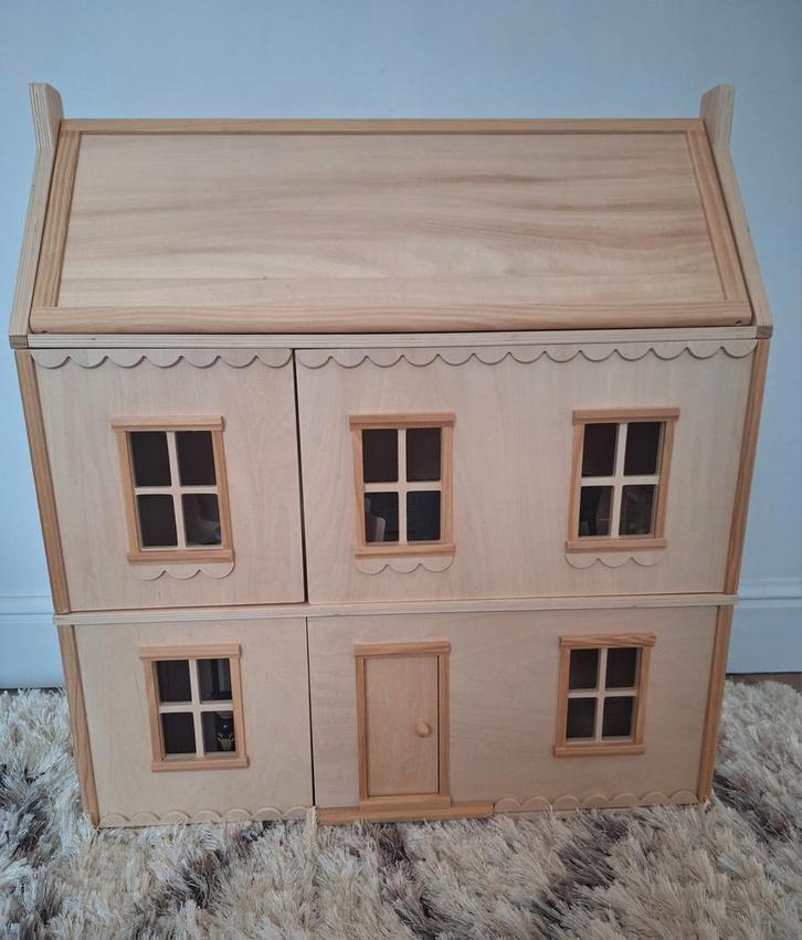 Naturel houten poppenhuis "la Parisienne", Verzamelen, Poppenhuizen en Toebehoren, Poppenhuis, Ophalen of Verzenden