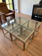 Glazen salontafel met 4 bijzettafels Romeo Rega, Ophalen, Gebruikt, Vierkant, Glas