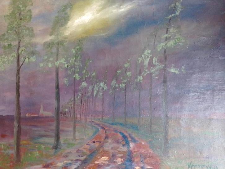 Verheyen  Driegend Onweer, Antiek en Kunst, Kunst | Schilderijen | Klassiek, Verzenden