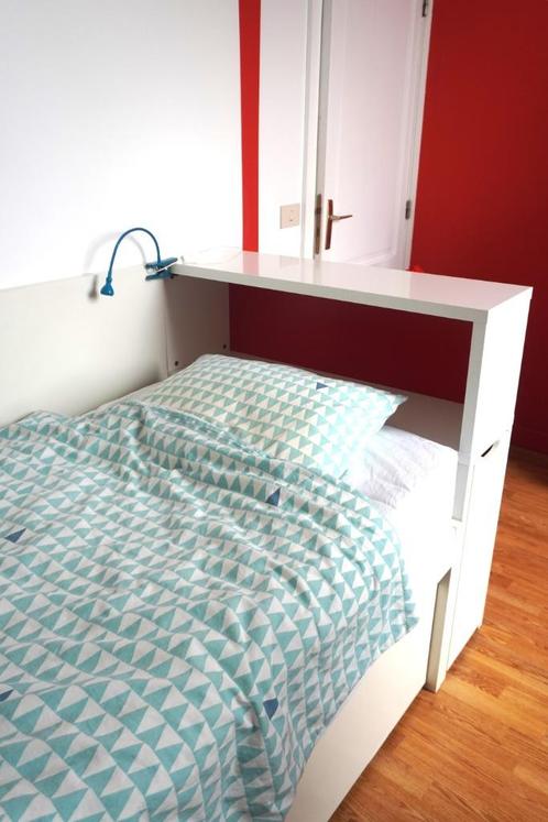 IKEA FLAXA single bed met nachtkastje en 2 matrassen, Huis en Inrichting, Slaapkamer | Bedden, Gebruikt, Eenpersoons, 90 cm, 200 cm
