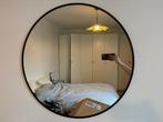 Ronde spiegel met zwarte metalen lijst, Huis en Inrichting, Woonaccessoires | Spiegels, Ophalen, Rond, Zo goed als nieuw, Minder dan 100 cm