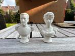 Twee kleine antieke bustes in biscuit porselein, Antiek en Kunst, Ophalen of Verzenden