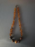 Antique mooi ketting uit echt amber vintage met echt slot925, Handtassen en Accessoires, Kettingen, Met hanger, Bruin, Ophalen of Verzenden