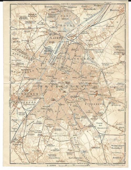 1910 - Brussel / Bruxelles / plan, Livres, Atlas & Cartes géographiques, Envoi