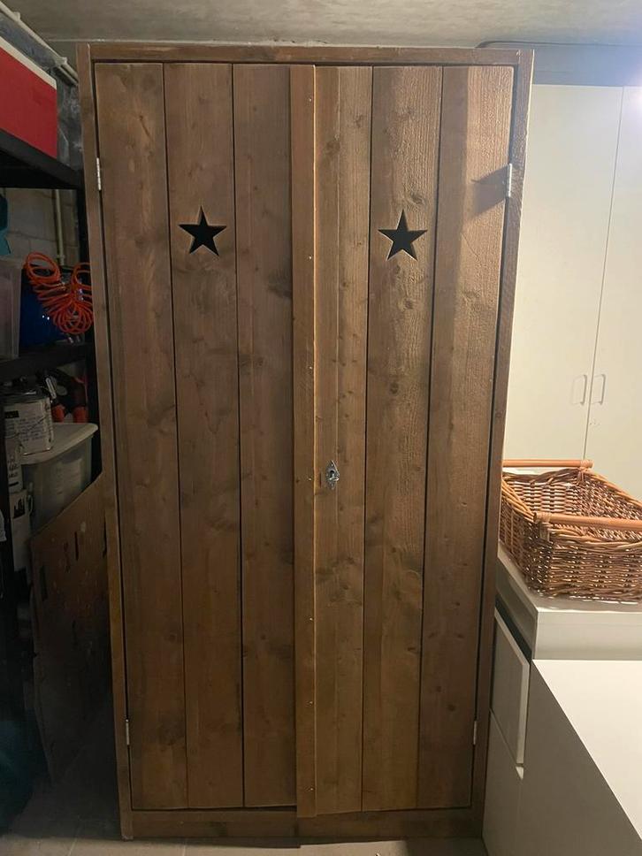 Steigerhouten kledingkast, Huis en Inrichting, Kasten | Kleerkasten, Zo goed als nieuw, 200 cm of meer, 100 tot 150 cm, 50 tot 75 cm