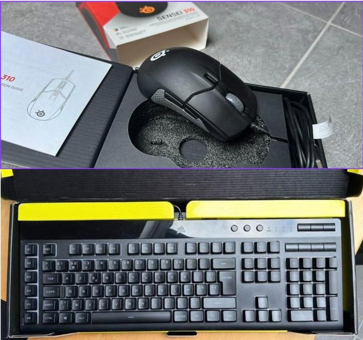 Clavier Corsair K55 RGB Pro & Souris SteelSeries Sensei 310, Computers en Software, Toetsenborden, Zo goed als nieuw, Azerty, Bedraad