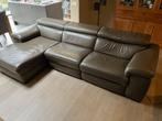 Natuzzi zetel voor 4 personen (olijfgroen leder), Huis en Inrichting, Zetels | Zetels, Ophalen, 250 tot 300 cm, Gebruikt, 100 tot 125 cm