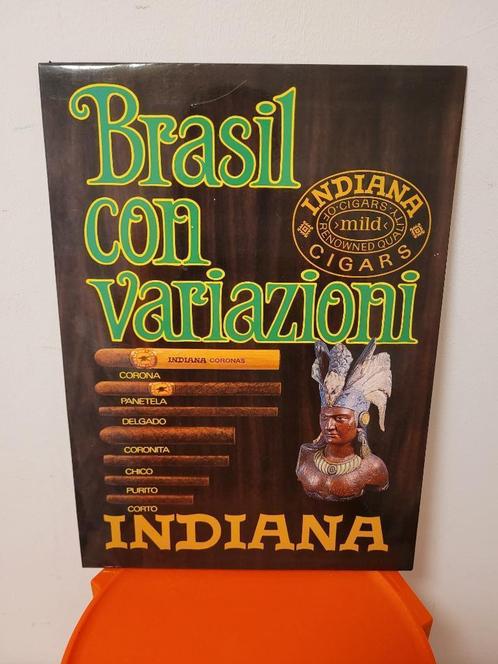 ancien carton publicitaire cigare indiana brasil, Collections, Marques & Objets publicitaires, Comme neuf, Panneau publicitaire