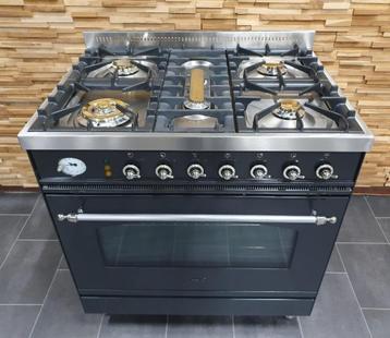 🔥Poêle Boretti de luxe 80 cm anthracite et acier inoxydabl, Gaz, Classe énergétique A ou plus économe, Enlèvement ou Envoi, 85 à 90 cm