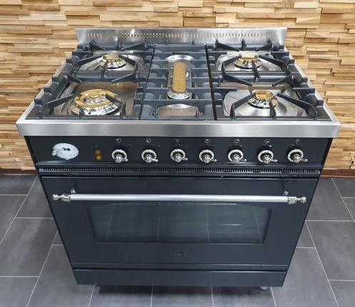 🔥Luxe Boretti Fornuis 80cm antraciet & rvs 5 pits 1 oven, Elektronische apparatuur, Fornuizen, Zo goed als nieuw, Vrijstaand