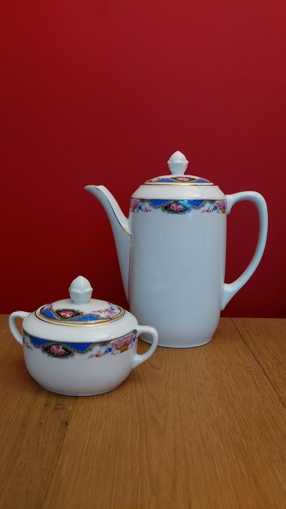 Koffiepot en suikerpot - EDW porselein, Ophalen of Verzenden