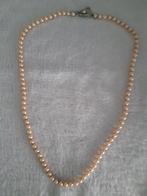 Parel ketting met dubbele zilveren  sluitng 925 (63 cm.), Ophalen of Verzenden, Zo goed als nieuw, Wit